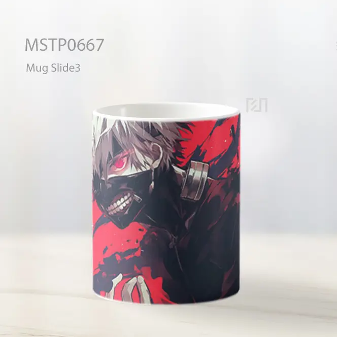 Ken Kaneki Topeng Ghoul Latar Merah Mug MSTP0667 - All-side / Desain
