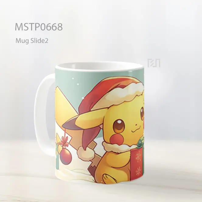 Pikachu Natal Dengan Kado Mug MSTP0668 - All-side / Desain
