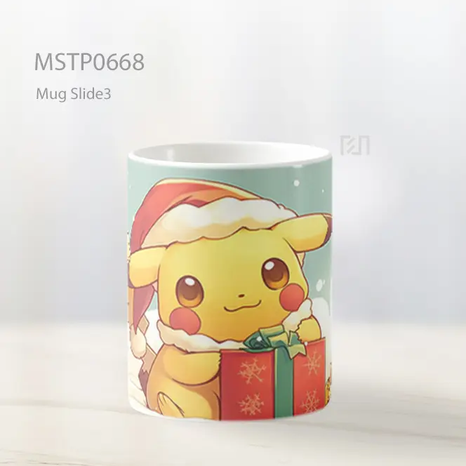 Pikachu Natal Dengan Kado Mug MSTP0668 - All-side / Desain