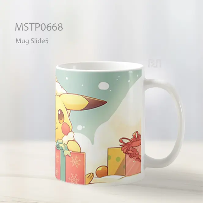 Pikachu Natal Dengan Kado Mug MSTP0668 - All-side / Desain