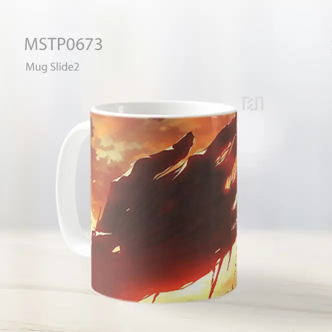 Siluet Prajurit Di Hadapan Tangan Raksasa Mug MSTP0673 - All-side / Desain