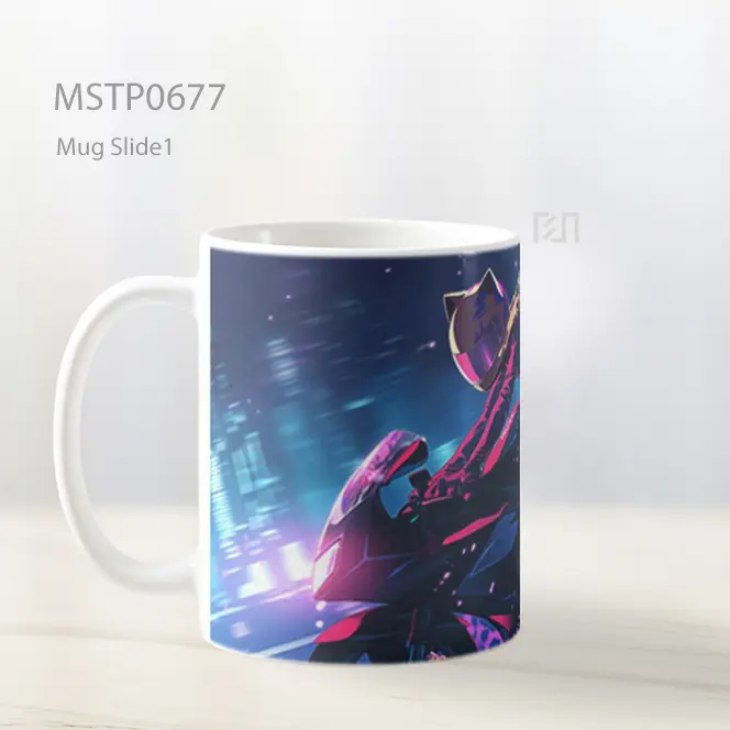 Rider Cyberpunk Melaju Di Malam Hujan Mug MSTP0677 - All-side / Desain