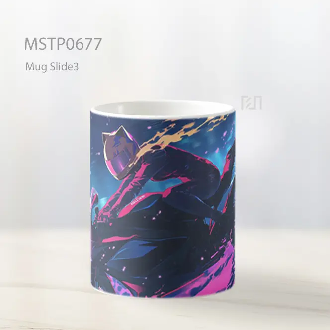 Rider Cyberpunk Melaju Di Malam Hujan Mug MSTP0677 - All-side / Desain