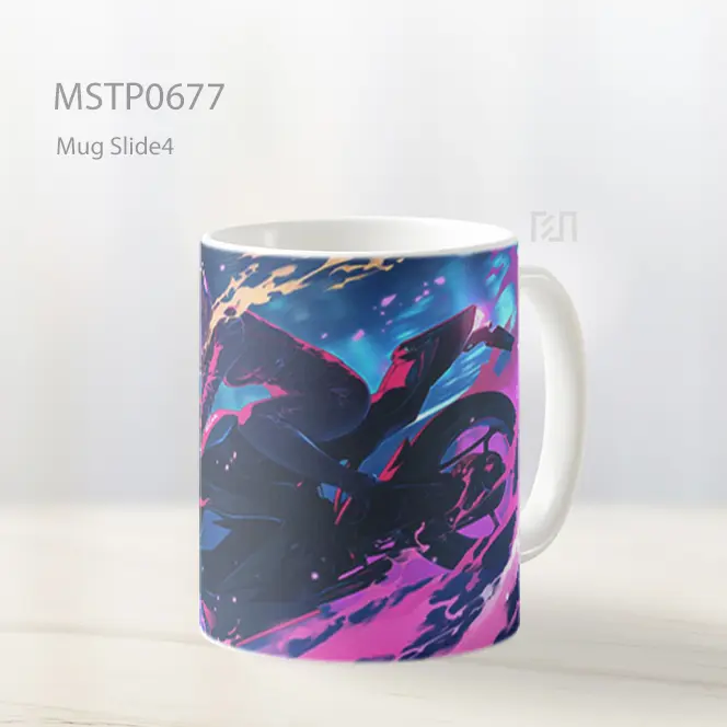 Rider Cyberpunk Melaju Di Malam Hujan Mug MSTP0677