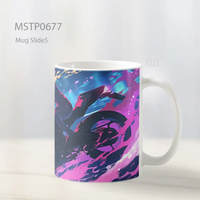 Rider Cyberpunk Melaju Di Malam Hujan Mug MSTP0677 - All-side / Desain