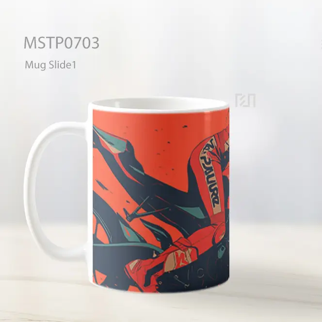 Pembalap Motor Siluet Oranye Kecepatan Tinggi Mug MSTP0703 - All-side / Desain