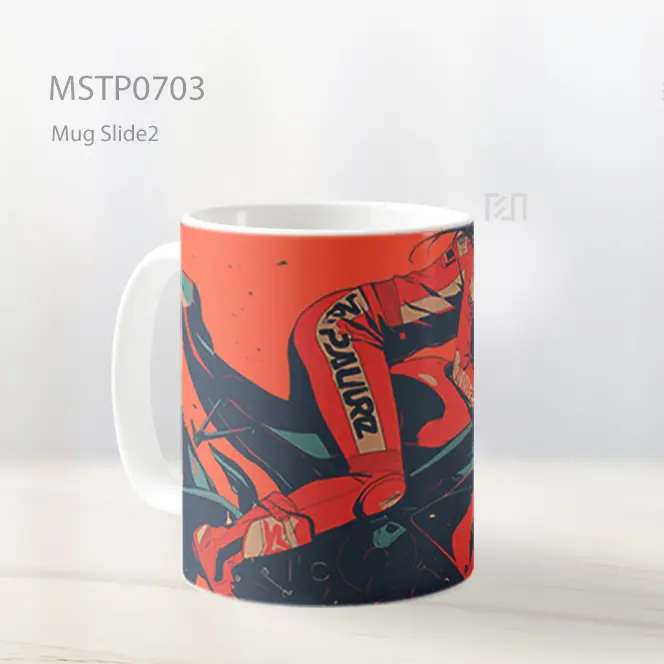 Pembalap Motor Siluet Oranye Kecepatan Tinggi Mug MSTP0703 - All-side / Desain