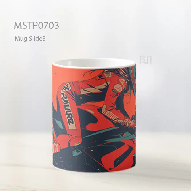 Pembalap Motor Siluet Oranye Kecepatan Tinggi Mug MSTP0703 - All-side / Desain