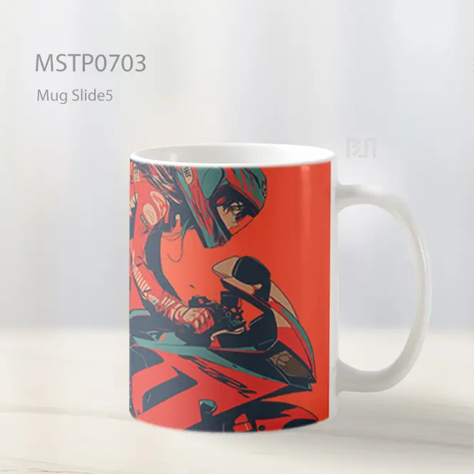 Pembalap Motor Siluet Oranye Kecepatan Tinggi Mug MSTP0703 - All-side / Desain