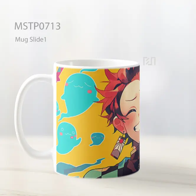 Tanjiro Kamado Senyum Ceria Latar Pop Mug MSTP0713 - All-side / Desain