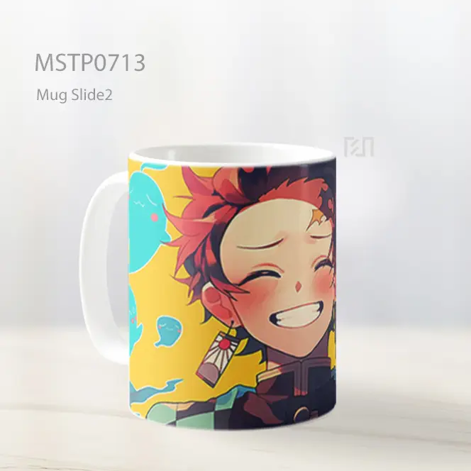Tanjiro Kamado Senyum Ceria Latar Pop Mug MSTP0713 - All-side / Desain