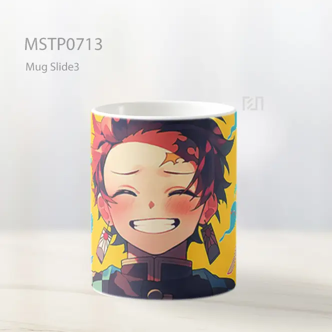 Tanjiro Kamado Senyum Ceria Latar Pop Mug MSTP0713 - All-side / Desain
