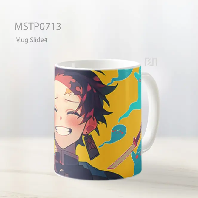 Tanjiro Kamado Senyum Ceria Latar Pop Mug MSTP0713