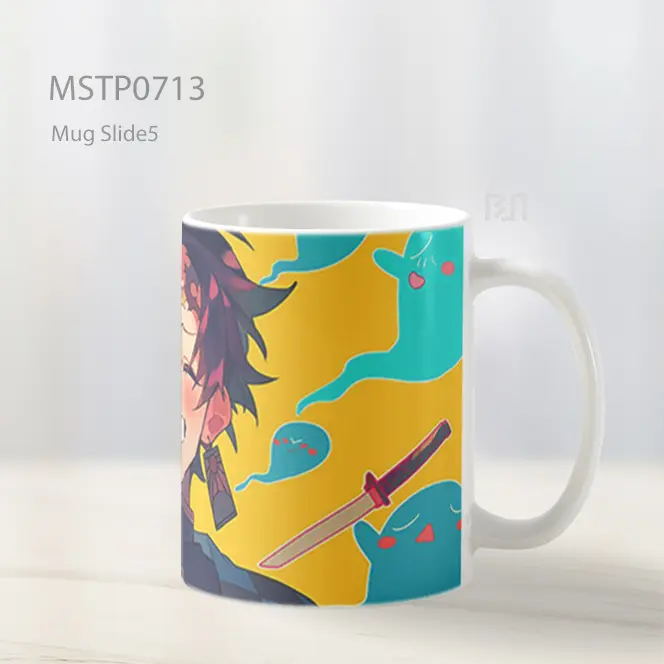 Tanjiro Kamado Senyum Ceria Latar Pop Mug MSTP0713 - All-side / Desain