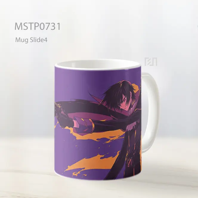 Levi Ackerman Menghunus Pedang Siluet Ungu Mug MSTP0731
