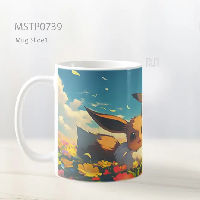 Pikachu Dan Eevee Di Padang Bunga Mug MSTP0739 - All-side / Desain