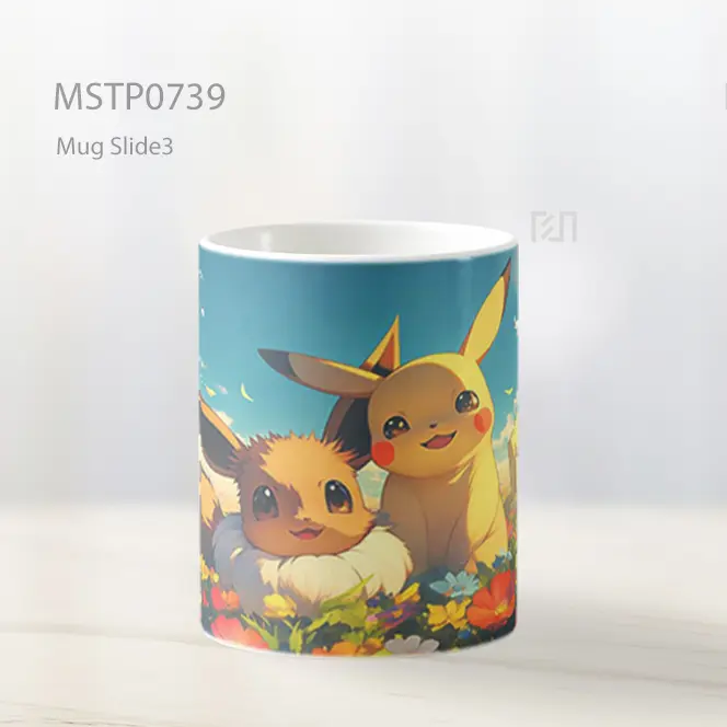Pikachu Dan Eevee Di Padang Bunga Mug MSTP0739 - All-side / Desain