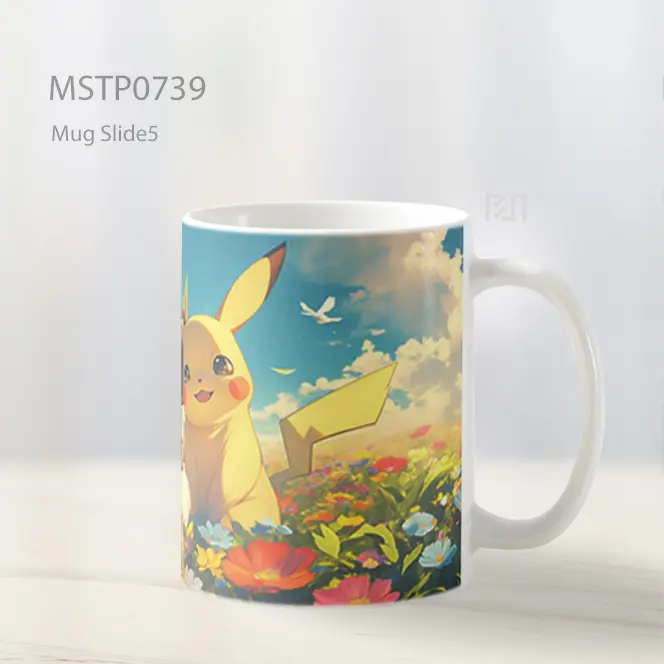 Pikachu Dan Eevee Di Padang Bunga Mug MSTP0739 - All-side / Desain