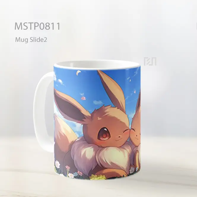 Dua Eevee Di Ladang Bunga Mug MSTP0811 - All-side / Desain