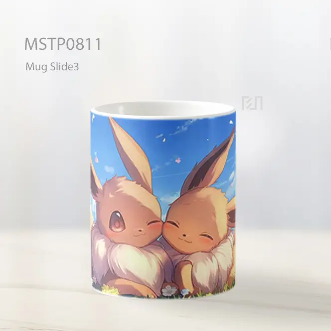 Dua Eevee Di Ladang Bunga Mug MSTP0811 - All-side / Desain
