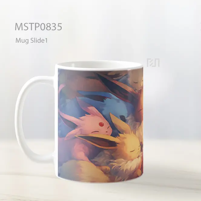 Eevee Evolutions Cuddle Pile Cute Mug MSTP0835 - All-side / Desain