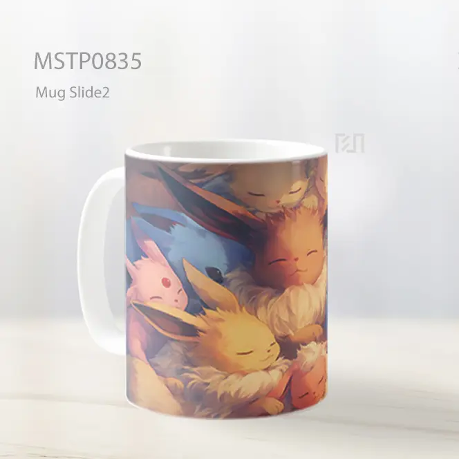 Eevee Evolutions Cuddle Pile Cute Mug MSTP0835 - All-side / Desain