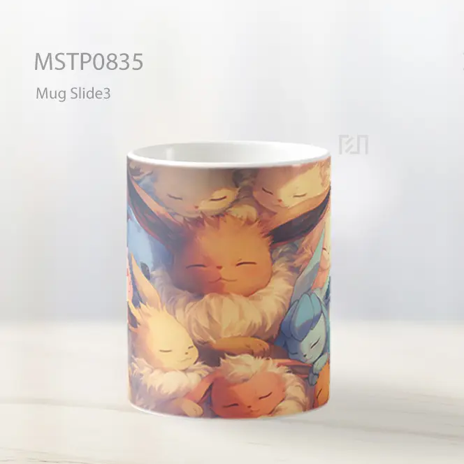 Eevee Evolutions Cuddle Pile Cute Mug MSTP0835 - All-side / Desain