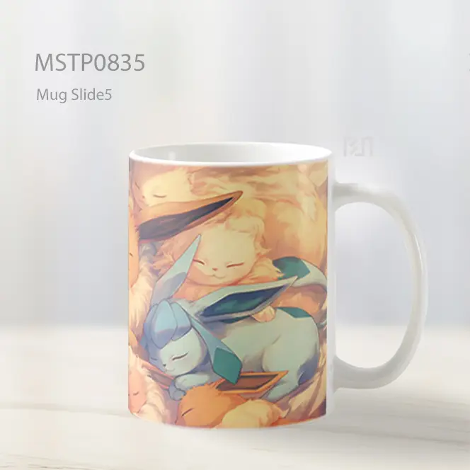 Eevee Evolutions Cuddle Pile Cute Mug MSTP0835 - All-side / Desain