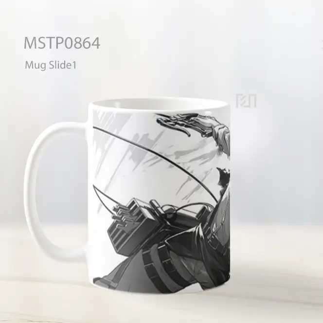 Eren Jaeger Attack On Titan Hitam Putih Mug MSTP0864 - All-side / Desain