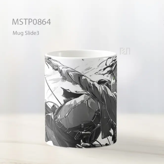 Eren Jaeger Attack On Titan Hitam Putih Mug MSTP0864 - All-side / Desain