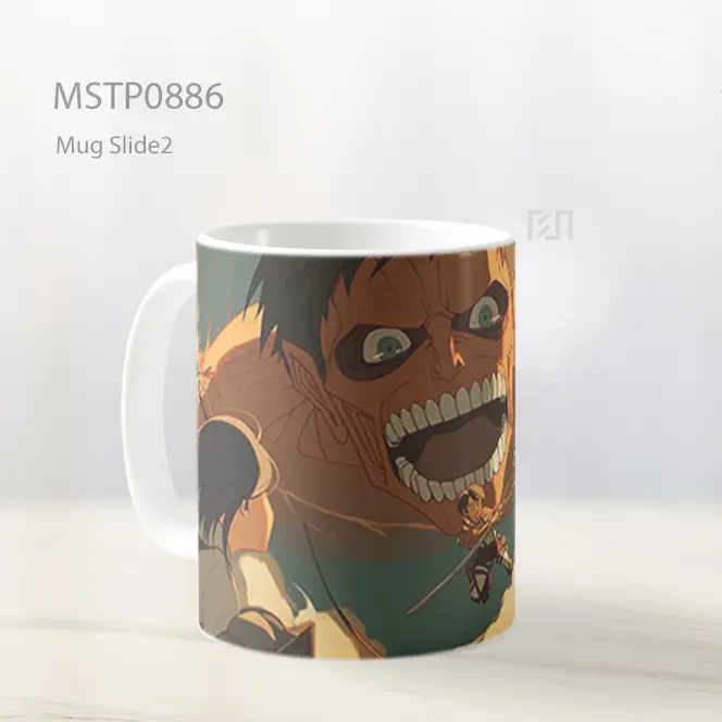 Eren Yeager Bertarung Dengan Titan Kolosal Mug MSTP0886 - All-side / Desain