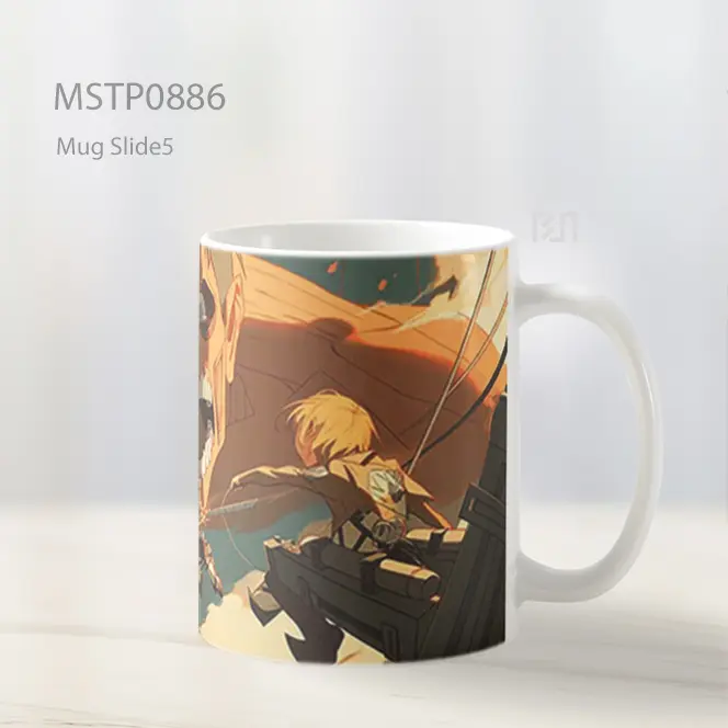 Eren Yeager Bertarung Dengan Titan Kolosal Mug MSTP0886 - All-side / Desain