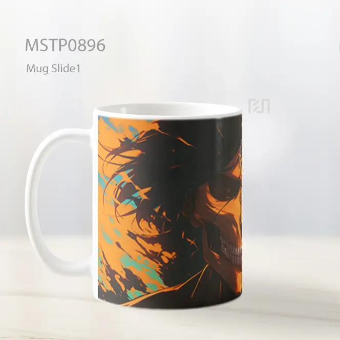 Eren Yeager Titan Setengah Wajah Aot Mug MSTP0896 - Tampak Tengah