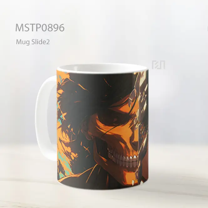 Eren Yeager Titan Setengah Wajah Aot Mug MSTP0896 - Tampak Tengah