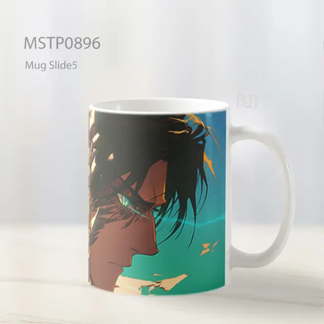 Eren Yeager Titan Setengah Wajah Aot Mug MSTP0896 - Tampak Tengah