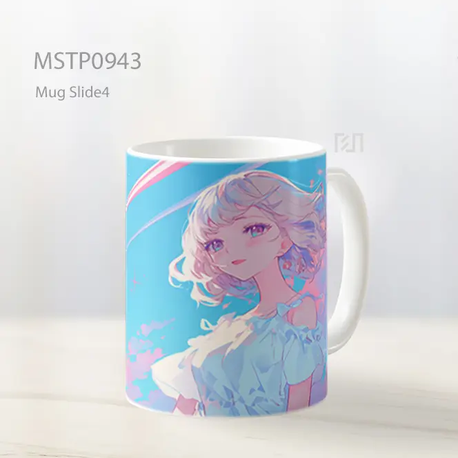 Mug Keramik Premium SNI - Gadis Anime Cantik Awan Merah Muda Mug MSTP0943
