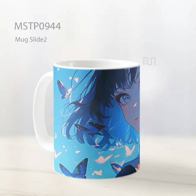 Gadis Anime Cantik Dengan Kupu Kupu Biru Mug MSTP0944 - All-side / Desain