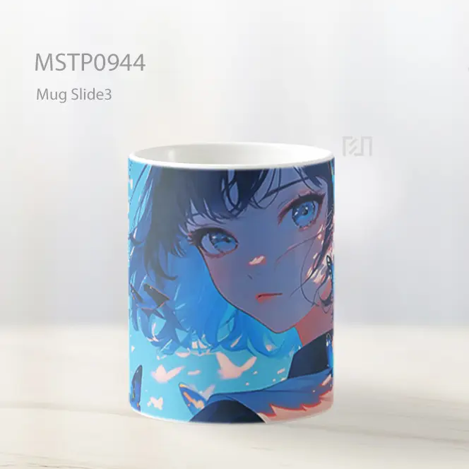 Gadis Anime Cantik Dengan Kupu Kupu Biru Mug MSTP0944 - All-side / Desain