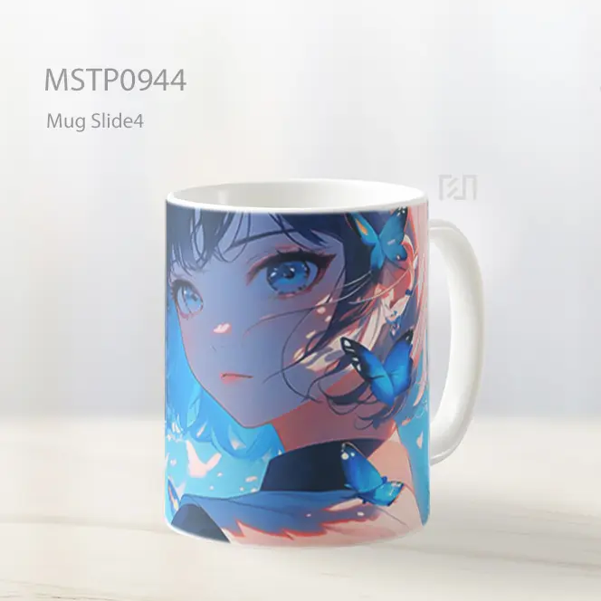 Gadis Anime Cantik Dengan Kupu Kupu Biru Mug MSTP0944