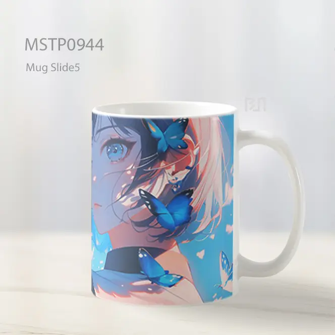 Gadis Anime Cantik Dengan Kupu Kupu Biru Mug MSTP0944 - All-side / Desain