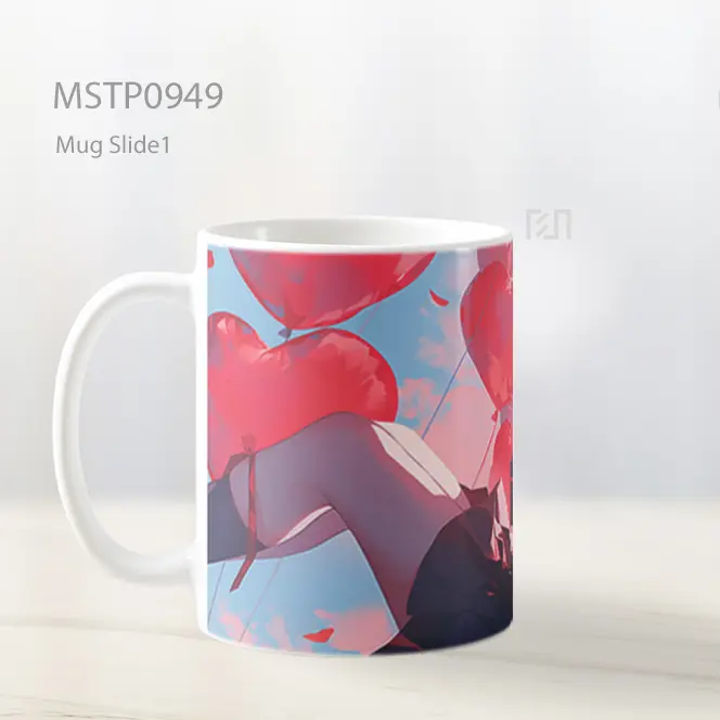 Gadis Anime Dengan Balon Hati Mug MSTP0949 - All-side / Desain