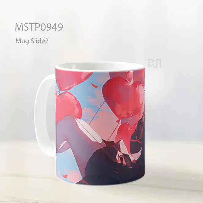 Gadis Anime Dengan Balon Hati Mug MSTP0949 - All-side / Desain