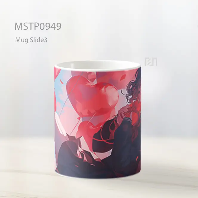 Gadis Anime Dengan Balon Hati Mug MSTP0949 - All-side / Desain