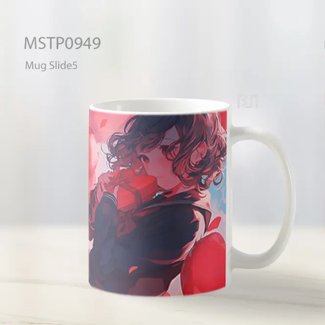 Gadis Anime Dengan Balon Hati Mug MSTP0949 - All-side / Desain