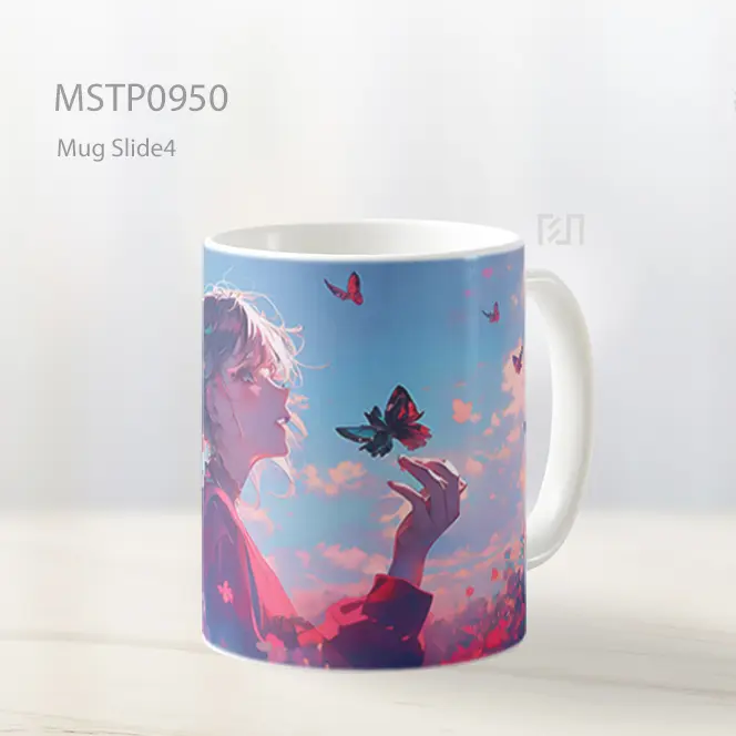 Gadis Anime Dengan Bunga Dan Kupu Kupu Mug MSTP0950