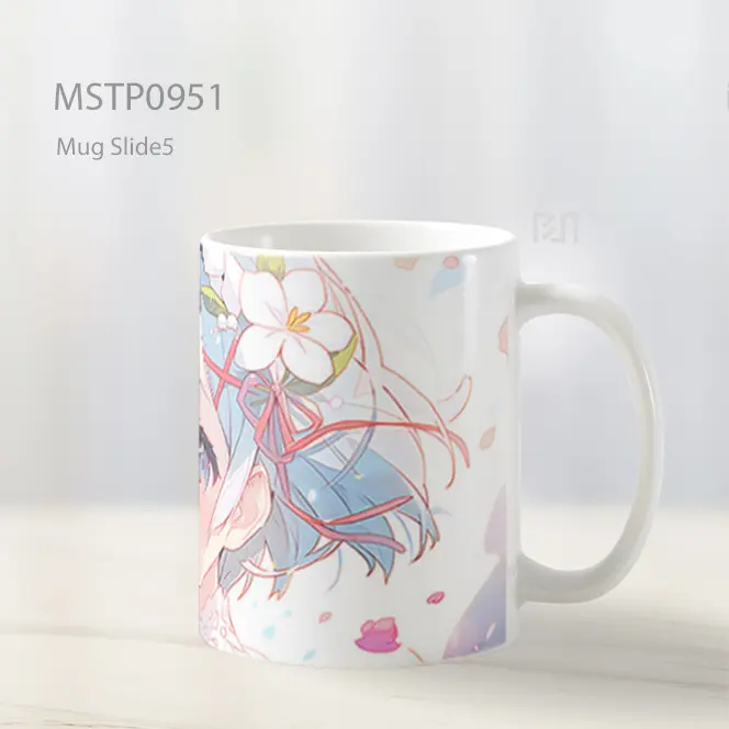 Gadis Anime Dengan Bunga Di Rambut Mug MSTP0951 - All-side / Desain