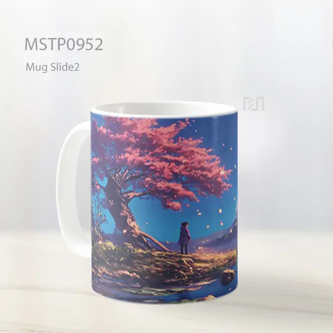 Gadis Anime Dengan Danau Bunga Sakura Mug MSTP0952 - All-side / Desain