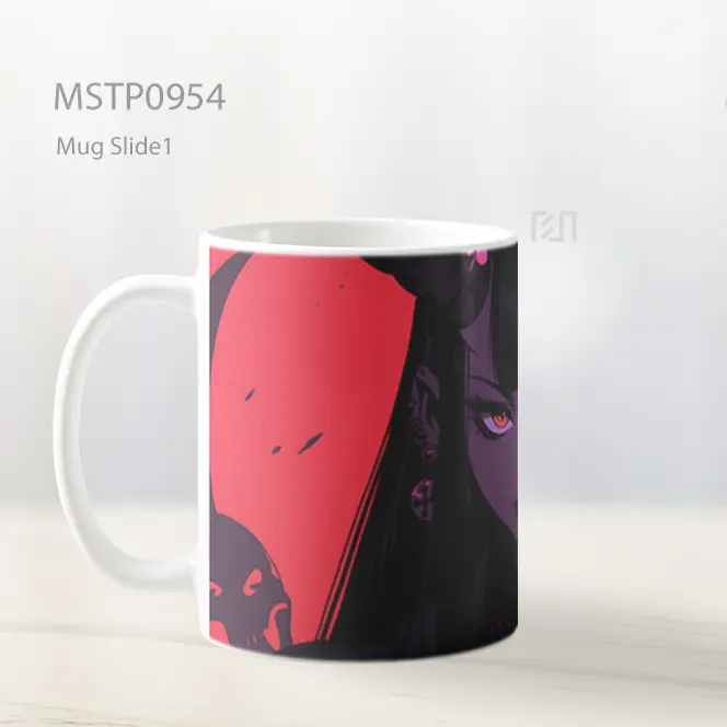 Gadis Anime Dengan Tanduk Merah Mug MSTP0954 - All-side / Desain