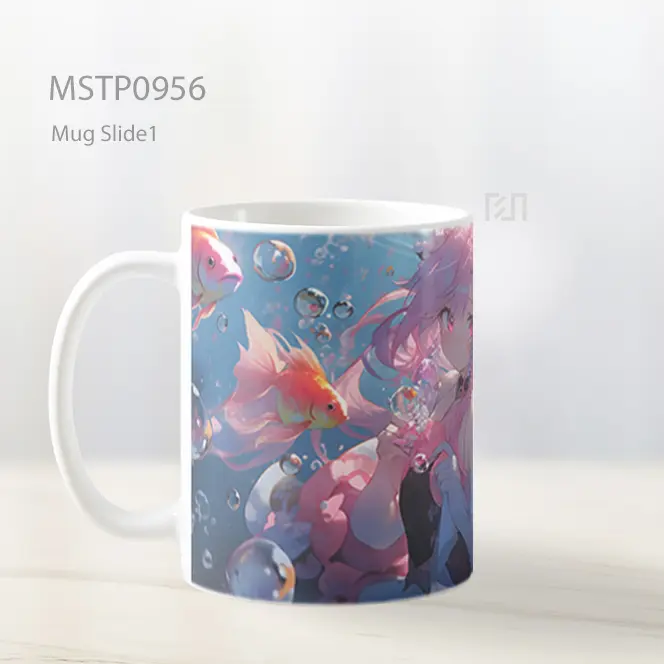 Gadis Anime Di Bawah Air Dengan Ikan Mug MSTP0956 - All-side / Desain