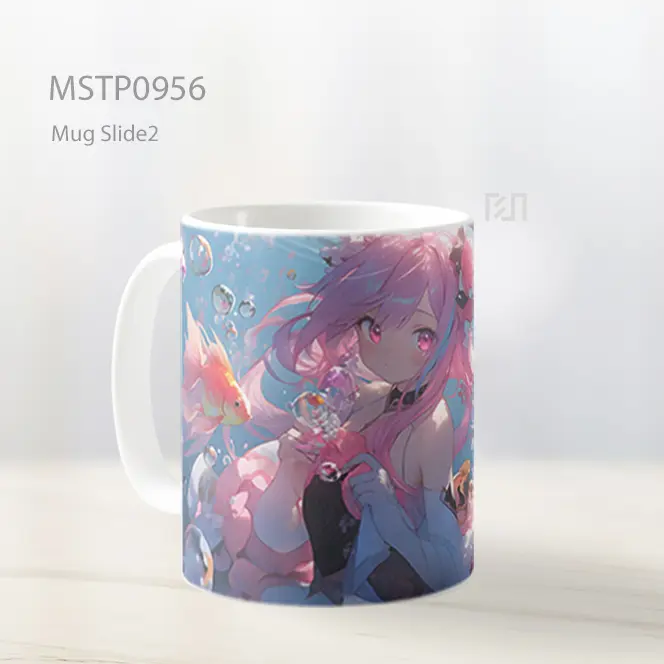 Gadis Anime Di Bawah Air Dengan Ikan Mug MSTP0956 - All-side / Desain